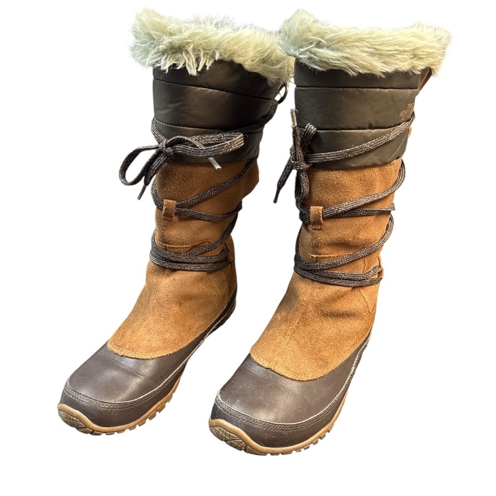 The North Face Women's Brown Suede Winter Boots Primaloft Fur Size 7 - Picture 2 of 9